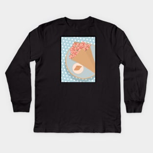 Les Fleurs de Paris - Roses, Croissants and Cafes Kids Long Sleeve T-Shirt